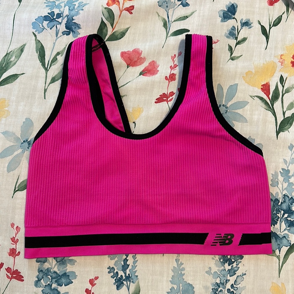 New Balance Hot Pink and Black High Impact Sports Bra Size L